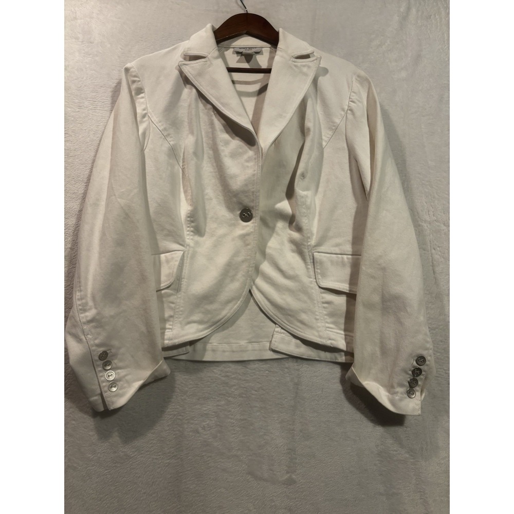 Nine West Blazer Jacket Women's Size 16W Classic Single Button White Long Sleeve